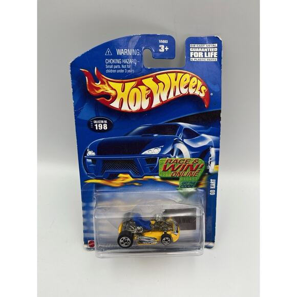 Hot Wheels 2002 Go Kart Yellow 35th Anniversary #198 Rubber Tires Malaysia MOC - Picture 1 of 5